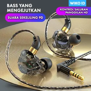 WikoID SH06 Gaming Headset Berkabel Transparan HIFI Superbass Earphones Wired 3.5mm In-Ear  Subwoofer Mobile Phone Earbuds 9D Surround Stereo Super Sports With Mic