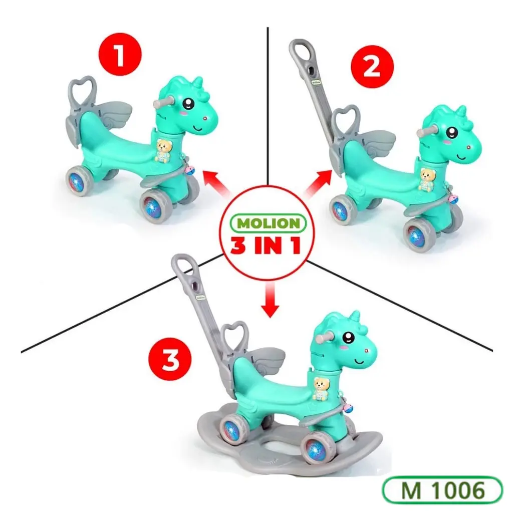 M1006 Mainan Kuda Kudaan Musik Anak Rocking Horse 3in1 Jungkat Jungkit Balance 2-4th