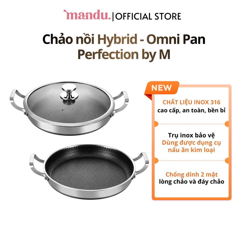 Chảo Nồi Hybrid Omni Pan Perfection by M, Inox 316 Cao Cấp, Chống Dính 2 Mặt, Chống Xước Đỉnh Cao