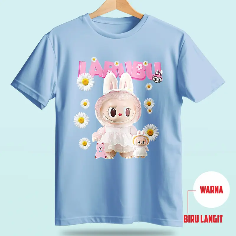 Baju Kaos couple untuk Anak dan Dewasa Labubu Bunga Premium Katun Combed 30s untuk Anak dan Dewasa, Usia 3-11 Tahun, Distro Fashion Wanita Keluarga Pasangan Motif Cewek Atasan Ibu Pendek Oblong baju labubu Setelan Panjang Sarimbit 5