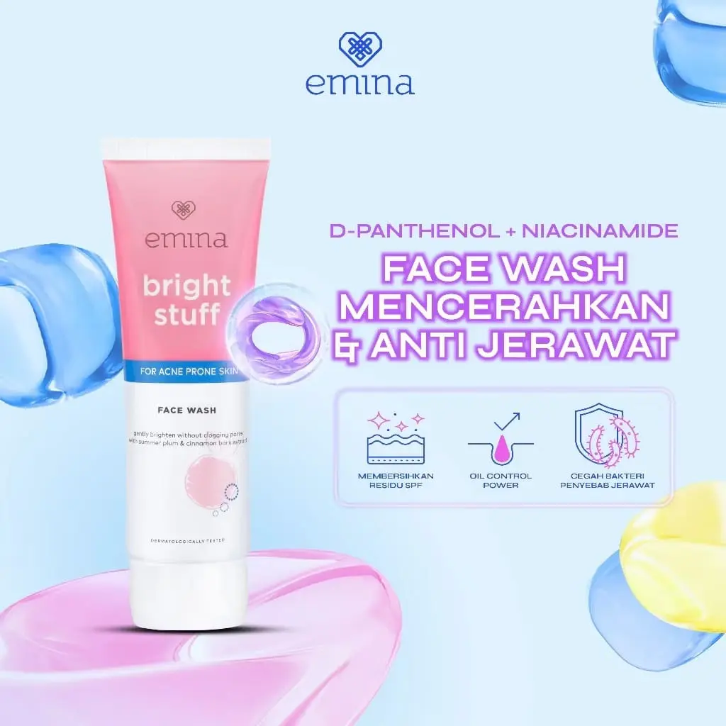 EMINA Bright Stuff for Acne Prone Skin Face Wash 50ml & 100ml - Sabun Untuk Jerawat