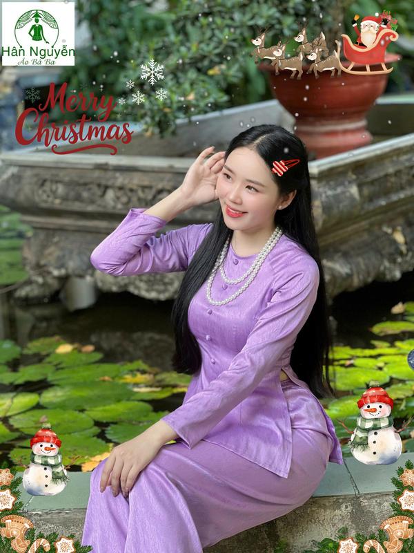 Hân Nguyễn Áo Bà Ba - B.A143 - Bộ Áo Bà Ba Gấm Vân Xước QUẦN GẤM XƯỚC Cổ Tròn Nút Bọc Dây Kéo