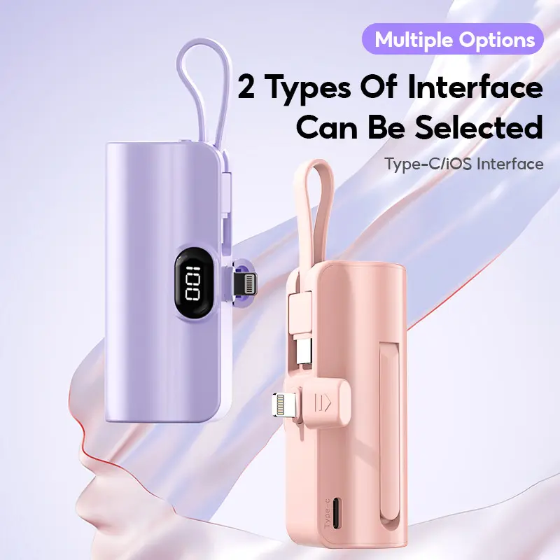 Power Bank Wireless Mini 5000mAh Powerbank Awet Tahan Lama Lightning/Tipe C 5V/2A Fast Charging Pengisian Cepat Baterai Pengisi Daya Portabel Untuk iPhone dan Android Bank Daya Original Asli Terbaik Power Bank 5000mAH /charger iphone/Charger fast charging 0