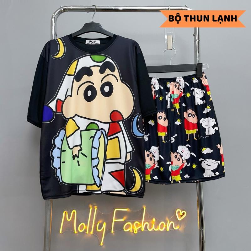 Set đồ bộ hoạt hình SH.IN ĐỒ NGỦ ĐEN mặc nhà form rộng Freesize dành cho nam nữ Molly Fashion