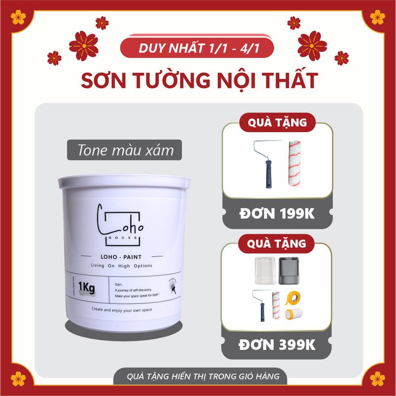 Sơn tường tone màu trắng xám | Lon 1kg - Sơn nước nội thất cao cấp Loho-paint với các tone màu trắng xám sang trọng