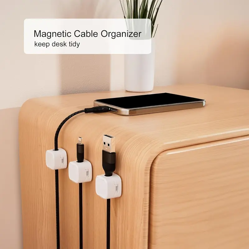 Kẹp cáp từ tính nâng cấp, Giá đỡ dây, Quản lý cáp dính Picozon, Giá đỡ dây Giá đỡ dây sạc USB cho điện thoại di động trên ô tô, máy tính để bàn văn phòng, tường, tủ đầu giường 1