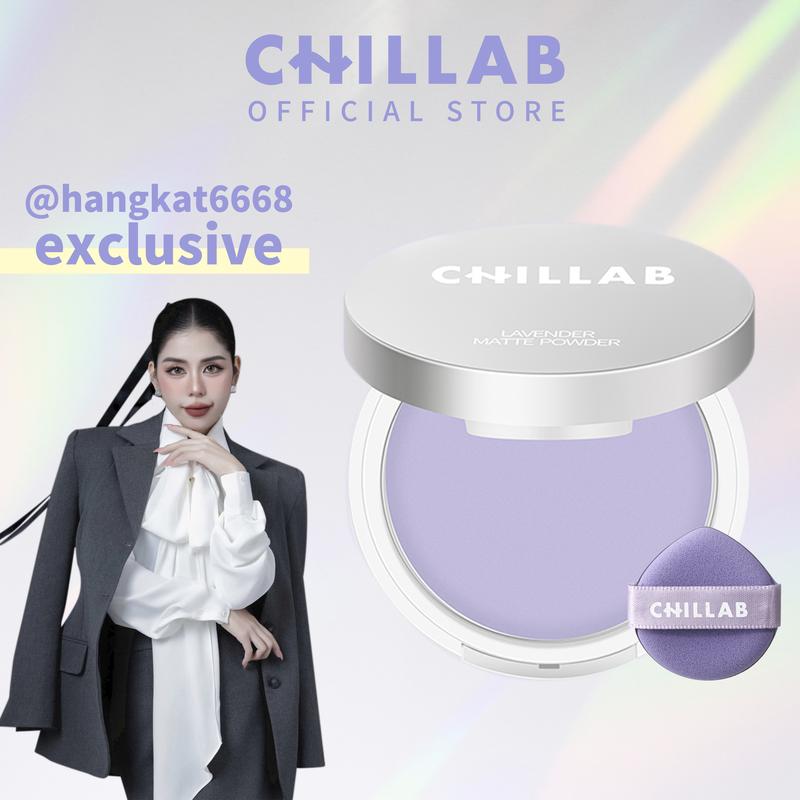 CHILLAB Lavender Matte Powder - Một bộ phấn phủ không bột phấn với độ kiềm dầu cao, chống nước, chống mồ hôi,không màu. Thích hợp với mọi loại da. Kèm bông mút