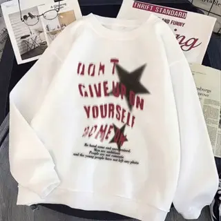 Dont Give Up Sweater Creawneck Oversize Pria Wanita Korean Style