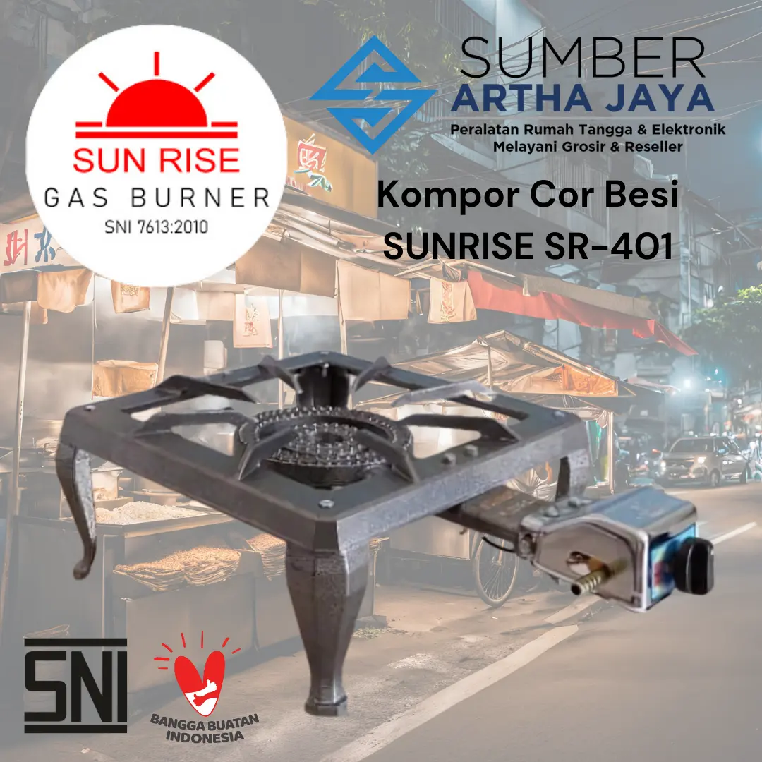 SUNRISE Kompor Cor / Kompor Api Seribu 1 Tungku SR-401 AUTO Tekanan Rendah Besi Meja Kompor Mata