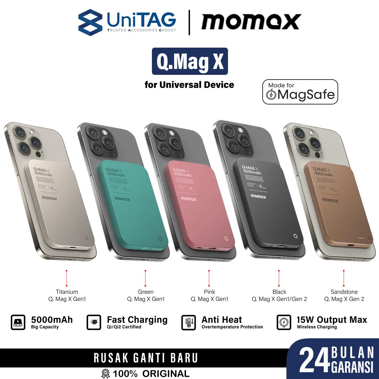 Momax Powerbank Magsafe 20000mAh 35W Q.Mag X2 Gen 2 - Titanium IP133E