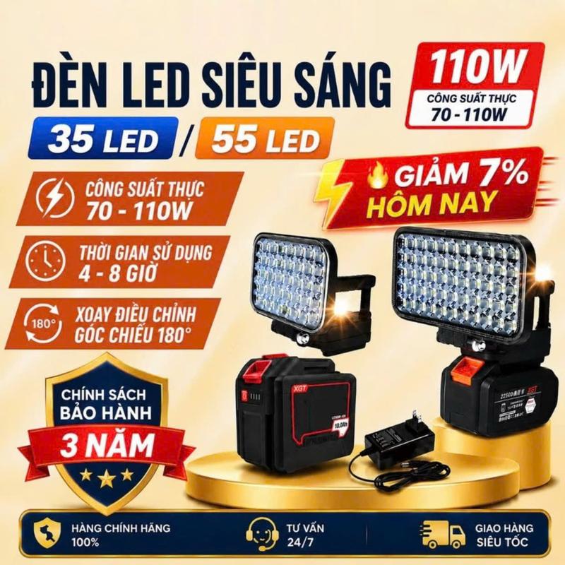 ( DEAL TỐT CHỐT NGAY ) Đèn Led Siêu Sáng 35-55 Bóng Sử Dụng Liên Tục 6h-8h Với 2 Chế Độ Sáng, Quai Xách Tiện Lợi, X2 Cổng Sạc USB