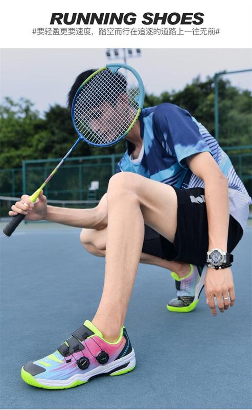 Product Introduction of 36-46 Professional Badminton Shoes for Men Double Rotating Buckle Tennis Shoes Wear-resistant Non-slip Table Tennis Shoes Couple's Training and Competition Sneakers Plus Size 15