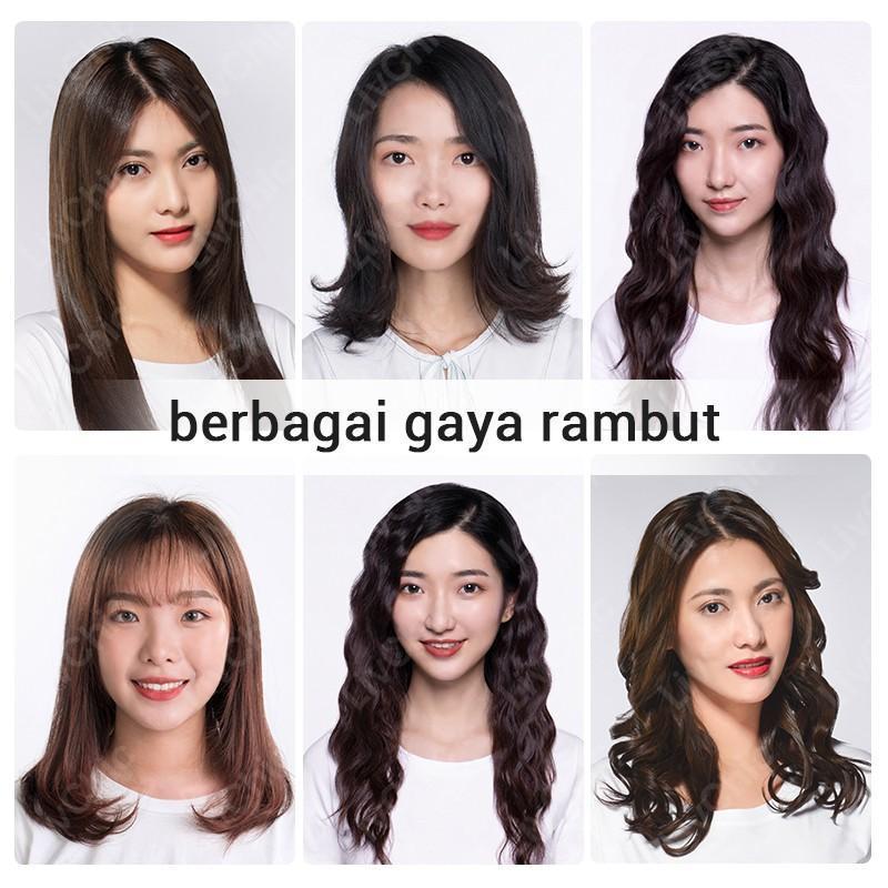 LivChic 2IN1 LS303 Catok Rambut untuk Meluruskan Keriting Ringan Alat pengeriting rambut Tongkat pelurus rambut Curly Kriting Hitam Elektrik