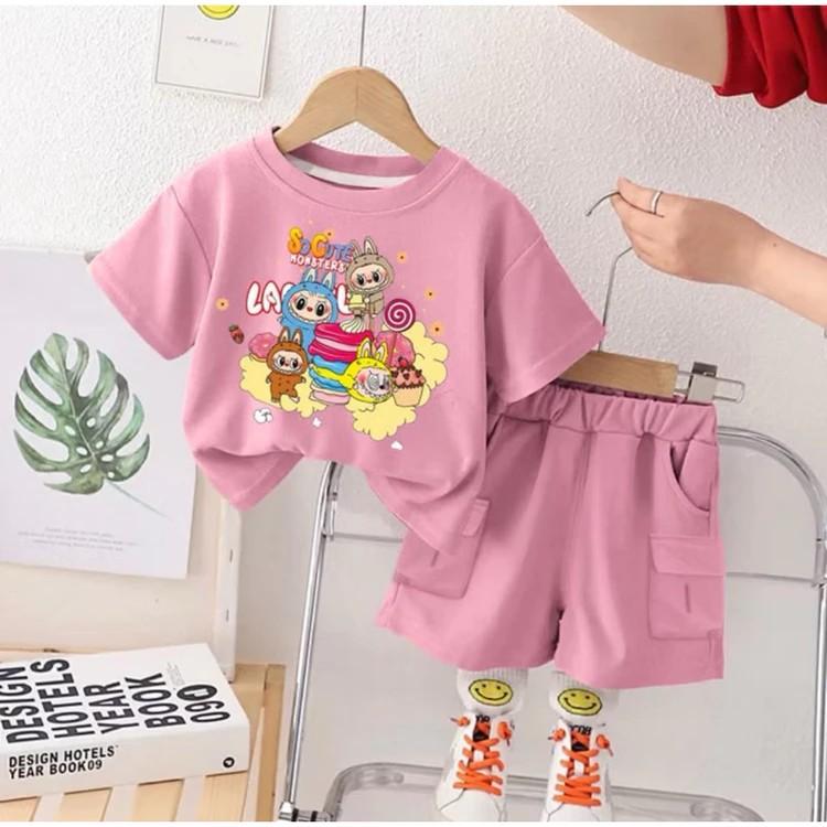 Product Introduction of Setelan Baju Anak Laki-laki dan Perempuan Motif Labubu Usia 1-5 Tahun - Bahan Kaos Katun Adem dan Nyaman - Celana 16