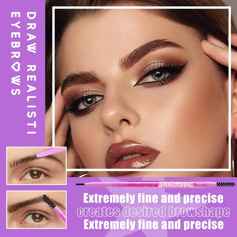 Double-ended Eyebrow Pencil, 1 Count Waterproof Long Lasting Eyebrow Pencil, Brow Styling Brush, Eye Brow Makeup Tool for Women, Cosmetic 3