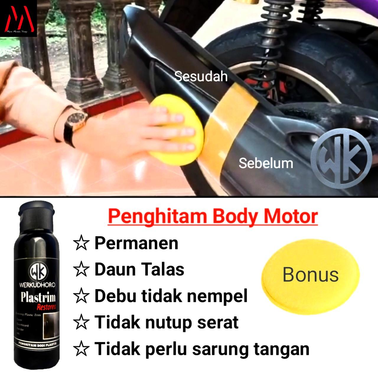 Werkudhoro Plastrim Restored 100ml Penghitam Body Motor Permanen untuk Dasboard Spakbor Kain Pelapis Hydropobic Hitam Seketika - Paint, Car