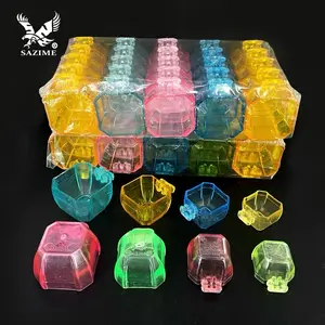 (GROSIR 1 PACK ISI 25 PCS) CANGKIR CEPUK PAKAN BURUNG MIKA SEGI 8 ORIGINAL SAZIME - BENING WARNA