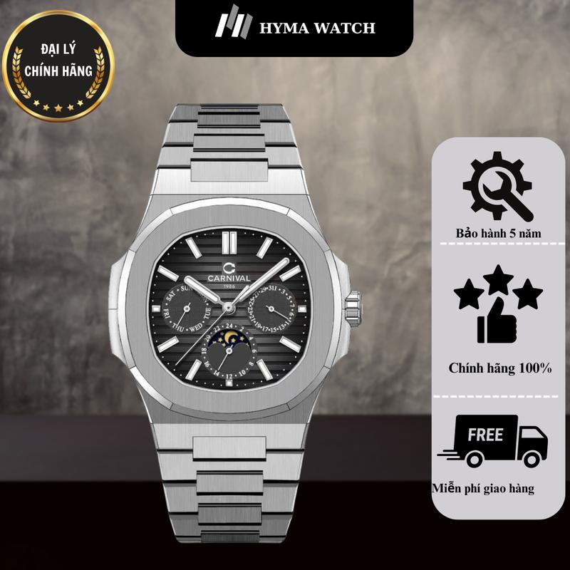 Đồng hồ Nam Carnival 8179G Dây thép máy cơ kính sapphire Bảo hành 5 năm Hyma Watch