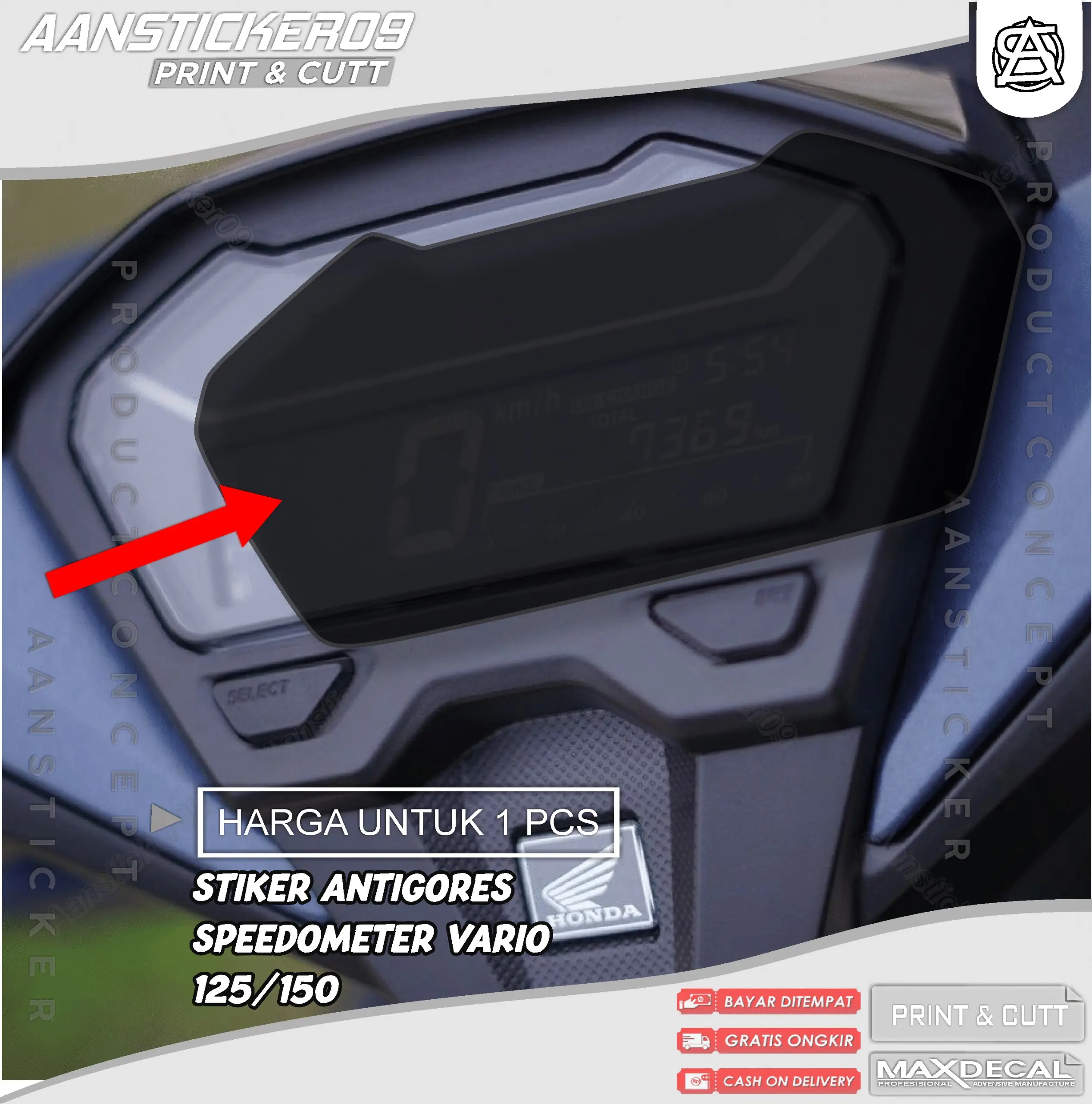 stiker antigores speedometer vario 125 150 tidak mudah luntur melindungi sinar uv stiker cutting
