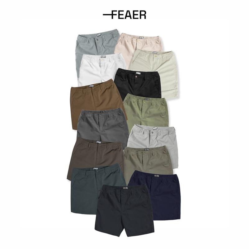 FEAER - [CÓ FORM TRÊN GỐI VÀ NGANG GỐI] Quần Nam Kaki Short Basic Sleek Lưng Chun, Co Giãn Thoải Mái,Có Túi