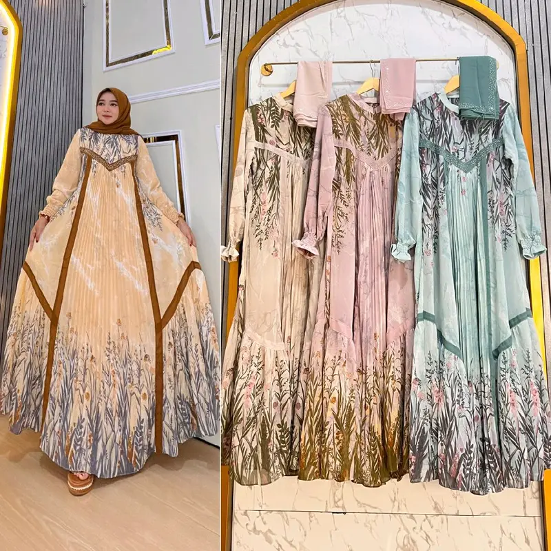 Safika gamis ceruty set hijab by Rizam 4