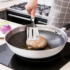 Penjepit Steak Ala Barat dari Stainless Steel Spatula Pancake Penjepit Anti Panas Alat Balik Ikan Alat Goreng Ikan Perlengkapan Dapur Serbaguna untuk Rumah Kitchenware