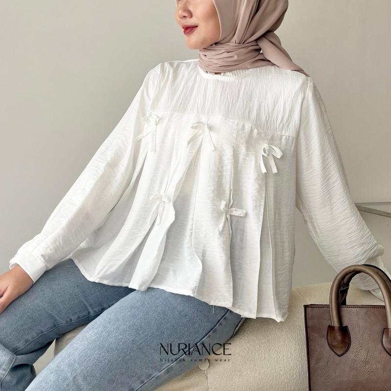 NURIANCE - Leyya Blouse (baju Coquette | pita aesthetic - semi crop) Atasan Wanita 6