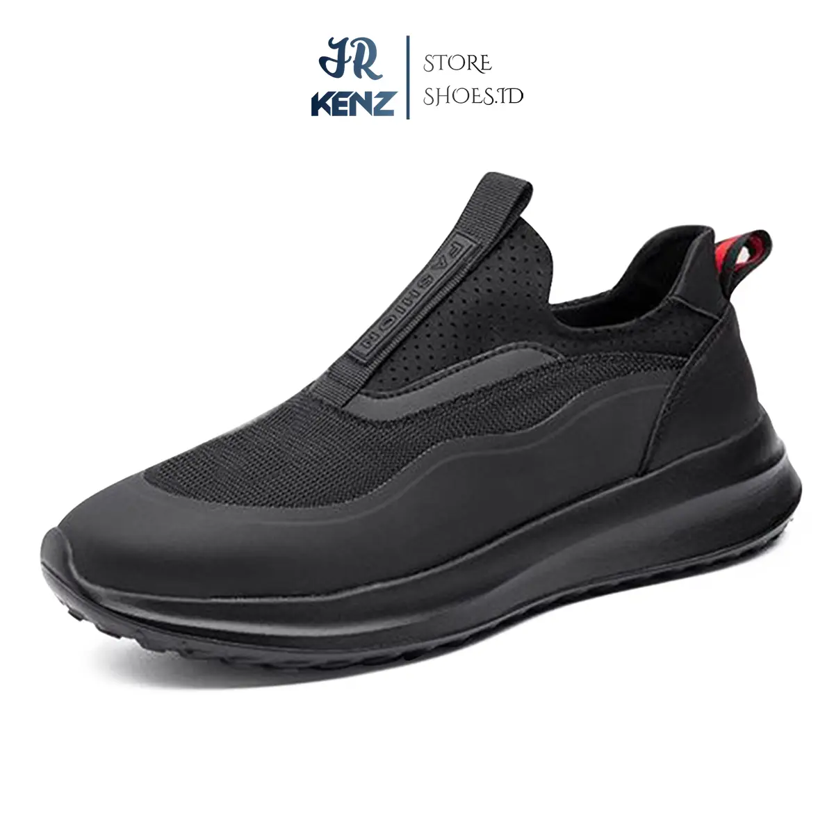 Sepatu FUSION Hitam Polos Slip On Pria Dewasa Keren Sepatu Kasual Cowok Kanvas Hitam Anti Slip Ringan