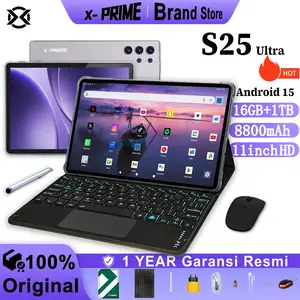 X-PRIME S25 Tablet Pro 10.1 Inch HD 120Hz 16GB RAM 1TB ROM 8800mAh 11-core Android 15 Wifi Bluetooth dengan Keyboard Hadiah Gratis
