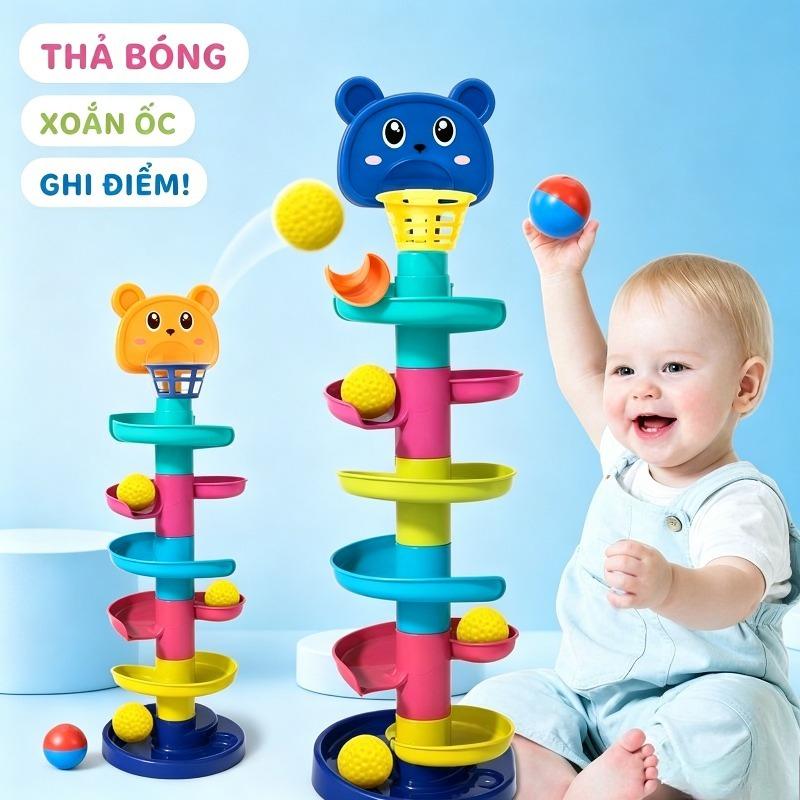 Thả Bóng Xoay Tròn Tháp Bóng Lăn Cầu Trượt Bóng Kèm Đồ Chơi Bóng Rổ Cho Bé  Cho Trẻ Em,Đồ chơi giáo dục cho bé trên 6 tháng tuổi