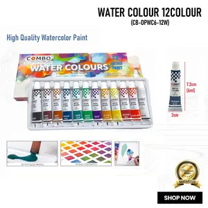 Cat Air 12 Warna / Water Colours Painting 12W / Cat Lukis Poster Combo / Water Colour
