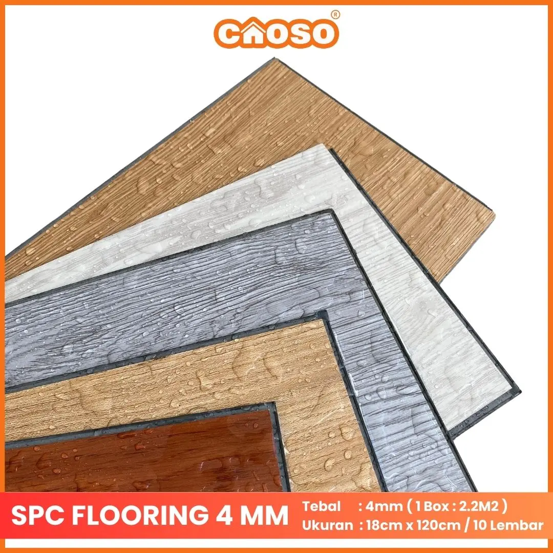 SPC Lantai Kayu 4mm Parket Parkit Parquet Klik 1220mm X 180mm CAOSO.ID - 100% Waterproof