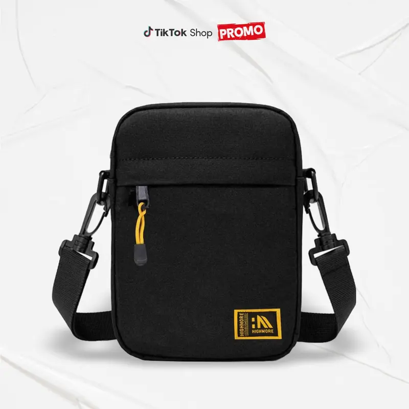 Paket Super Hemat Selempang HIGHMORE Slingbag BUY 1 GET 3 Selempang Waistbag Dompet - Bundling HM Pria Cowok 7