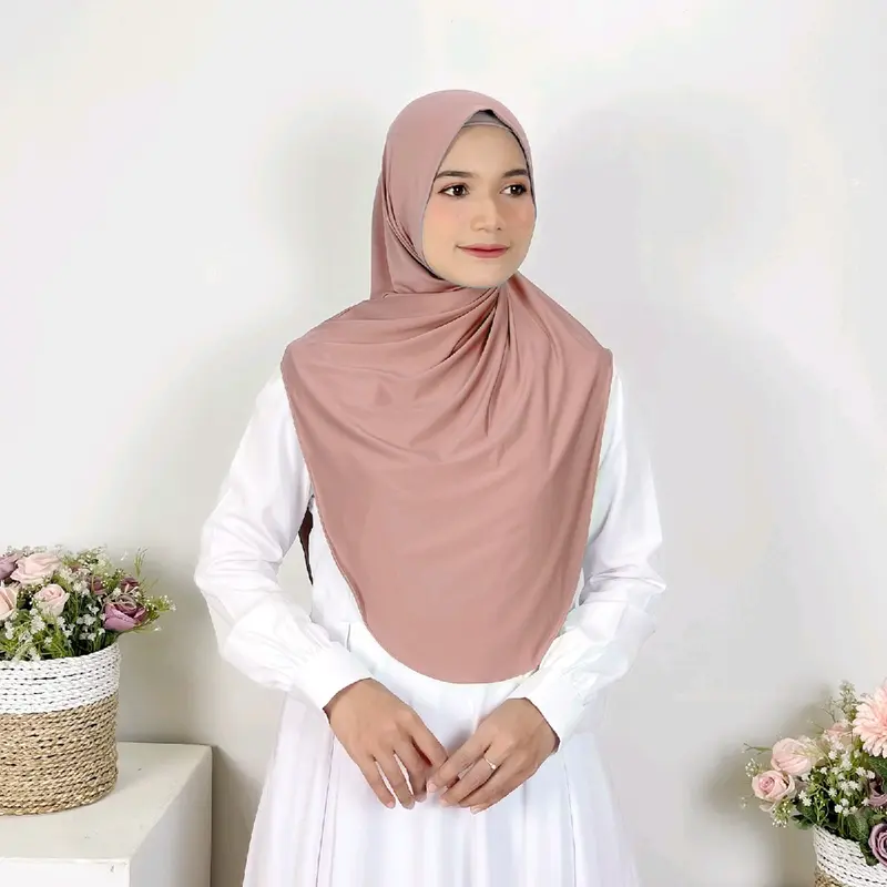 Hijab Instant Shireen Bergo Soft Pad  Oval Jersey Size L 2
