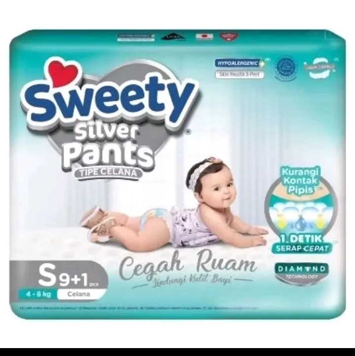 SWEETY SILVER PANTS S9+1, M8+1, L7+1, XL6+1, XXL6+1 Popok Bayi 3
