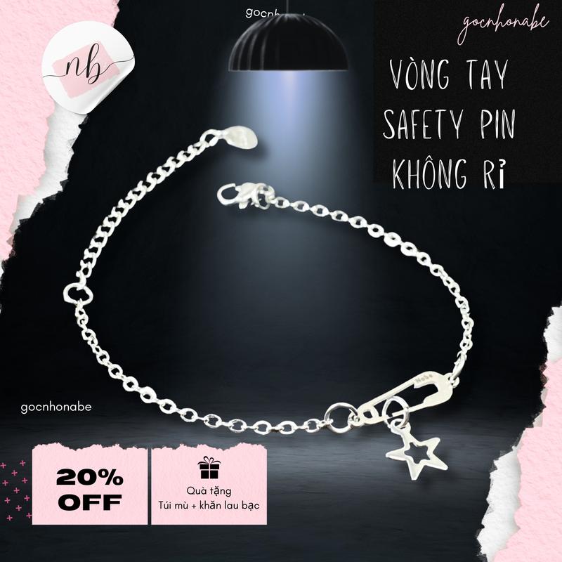 [ KHÔNG ĐEN GHỈ ] Vòng tay safety pin Nabe Mini Pin Dây Trơn - Vòng tay safety pin Titanium không đen ghỉ - Lắc tay safety pin chính hãng