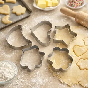 SATUAN Cetakan Kue Stainless Steel Adonan Cookies Kukis Kue Kering Mold Stainlessteel Clay Malam Pembentuk Bentuk Bulan Bintang Bunga Hati Kerang Baking Kecil Reusable 1pcs