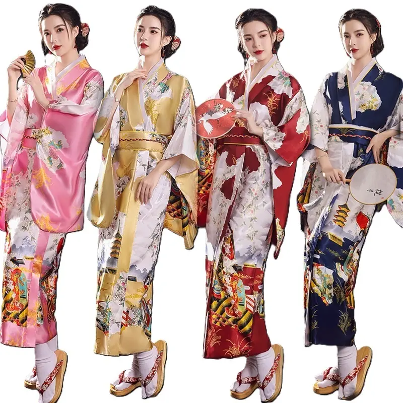 Kostum Jepang Kimono satin cosplay Dress Jubah