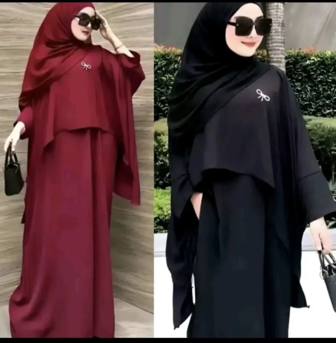 Set Elly Ironless Blouse dan Singlet Suit Muslimah Dress Labuh Wanita