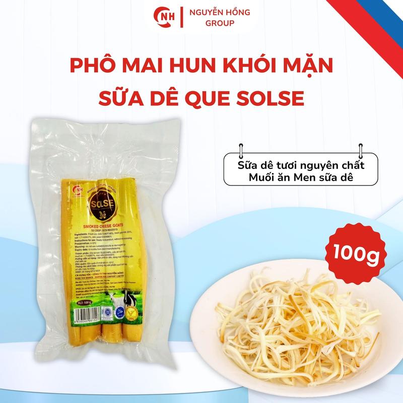 Phô mai hun khói mặn sữa dê que SOLSE 100g phomai ăn vặt xé sợi cheeze