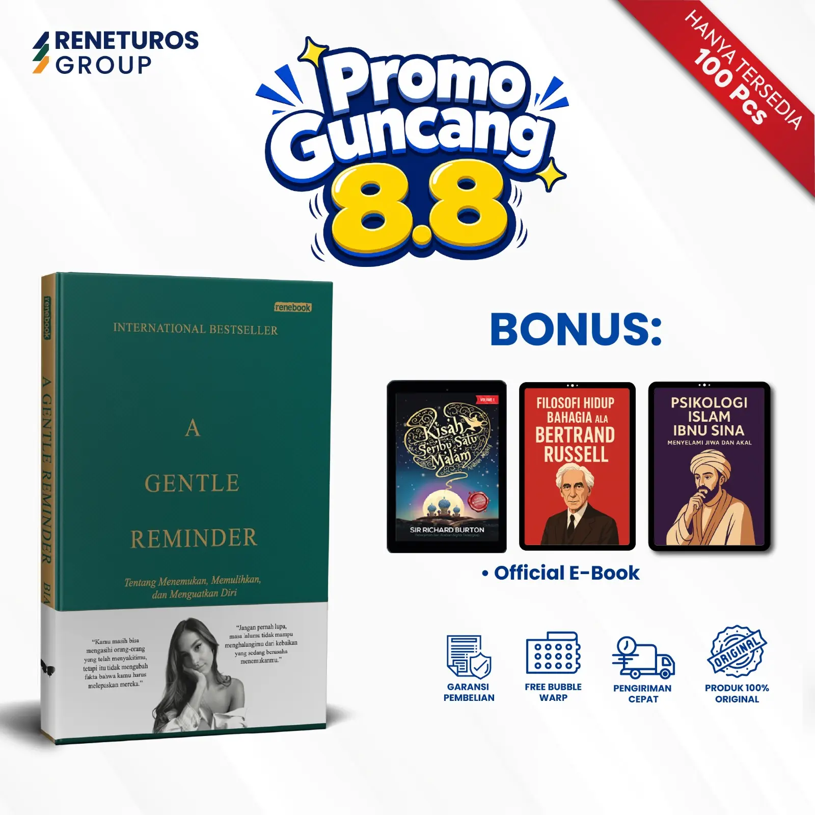 Renebook Buku Self-Improvement A Gentle Reminder Terjemahan Indonesia Tentang Menemukan, Memulihkan, dan Menguatkan Diri karya Bianca Sparacino Psychology Habits