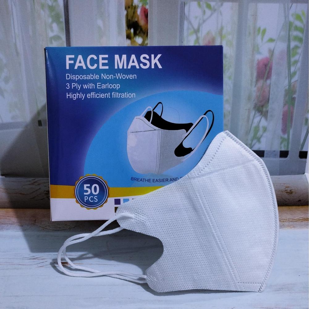 (DNM)-Masker Duckbill Murah Kualitas Premium Face Mask isi 50 pcs Hitam Putih - DB FACE MASK PUTIH
