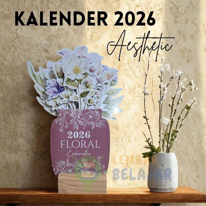 Gambar LEMBAR BELAJAR Kalender Meja Mini Aesthetic 2026 Tatakan Kayu - Floral Kalender dari Lembar Belajar Kab. Purworejo 4 Tokopedia