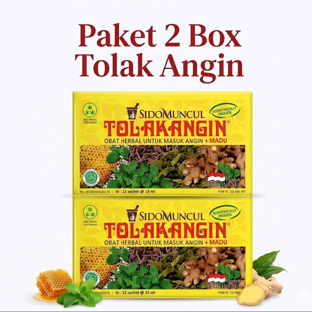 Paket Hemat 2 Box Tolak Angin Obat Herbal untuk Masuk Angin dengan Madu 12 Sachet 15 ml