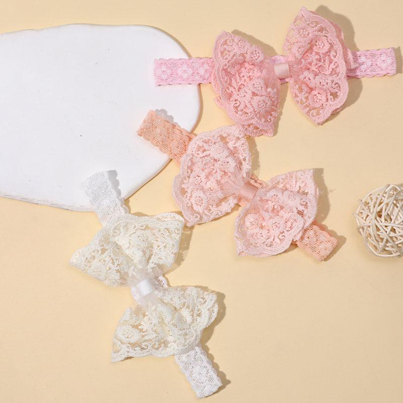 Băng Đô Cho Em Bé Thêu Nơ, Băng Đô Ren Co Giãn, Phong Cách Cô Gái Ngọt Ngào Phụ Kiện Đội Đầu Thắt Nơ Công Chúa, Phụ Kiện Tóc Trẻ Em