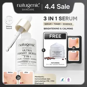 Buy SERUM get FREE MOIST - NATUGENIC - 3 IN 1 SERUM+TONER+ESSENCE (ULTRA BRIGHT SERUM) 30ml | Spots Treatment ,Calm Redness, BPOM