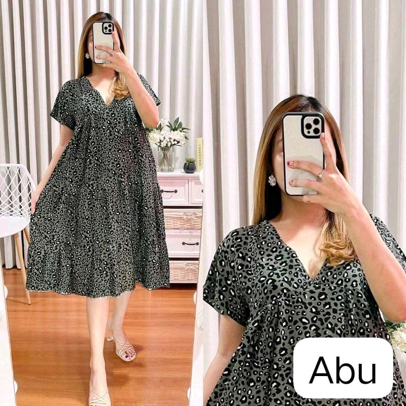 Dress Motif Rayon XXL/Masayu Home Dress Midi Korean motif Ruffle Kanzia/Dress masayu leopard 5