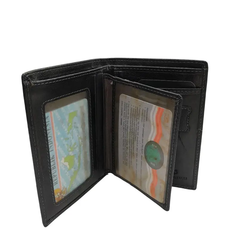 Dompet Pria Lipat Pendek Asli Kulit Sapi Model Berdiri dengan 7 Slot Kartu & 3 Ruang Uang Tunai - Natural 1