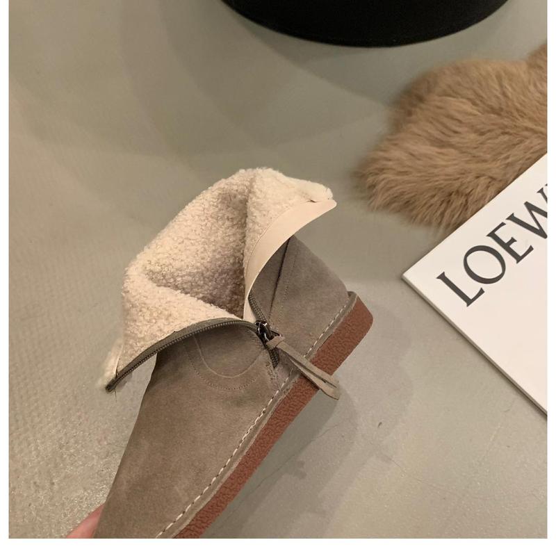 Winter New Flat Snow Boots Women's New Trend Mid Calf Boots Plus Warm Fashion Cotton Shoes Fur Leisure Footware 5