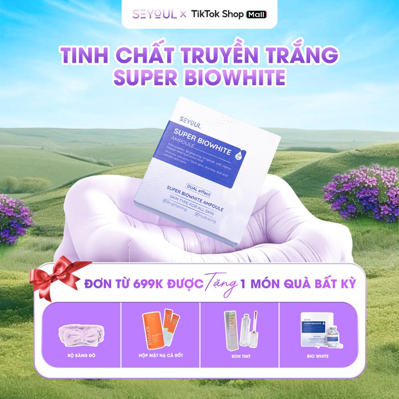 [SEYOUL] - TINH CHẤT SUPER BIOWHITE - giúp phục hồi, dưỡng trắng, mờ thâm nám, tàn nhang, cấp ẩm và tăng sinh collagen - chai 50ml